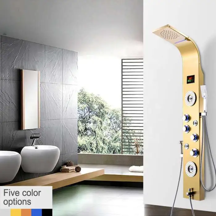 Panel Shower Large Rain Shower Panel Bathroom Parts Sets Intelligent Constant Temperature Shower Wall Panels