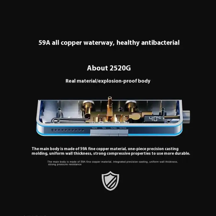 Multifunctional Brass Digital Display Waterfall Shower Head Full Body LED Light Shiny Massage Bathroom Set Soft Spray Brushed