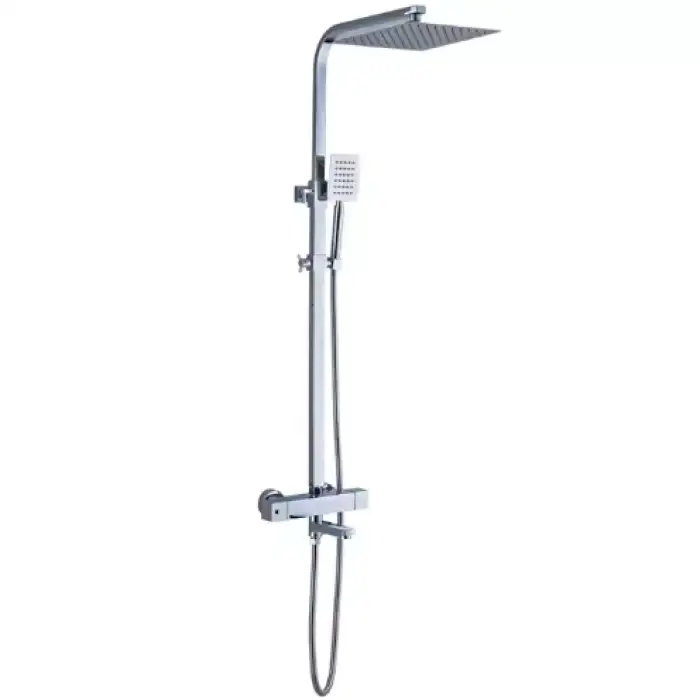 Wall Mounted Retractable Stainless Thermostatic Rain Shower with Waterfall