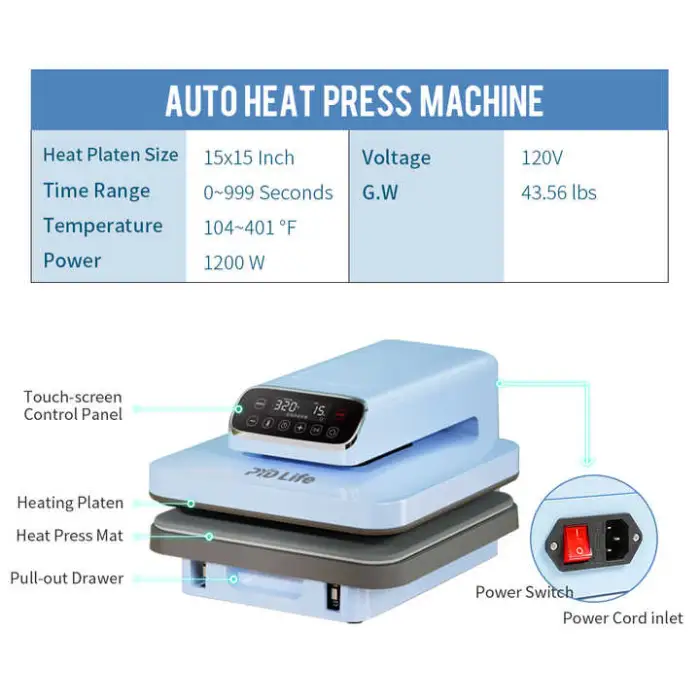 Automatic T Shirt Clothes Transfer Printing Sublimation Auto Open Heat Press Machine