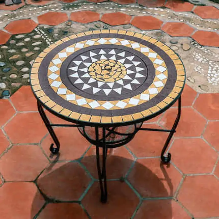 Outdoor Mosaic Barbecue Table and Chair Combination