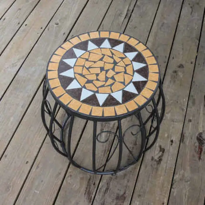 Outdoor Mosaic Barbecue Table and Chair Combination