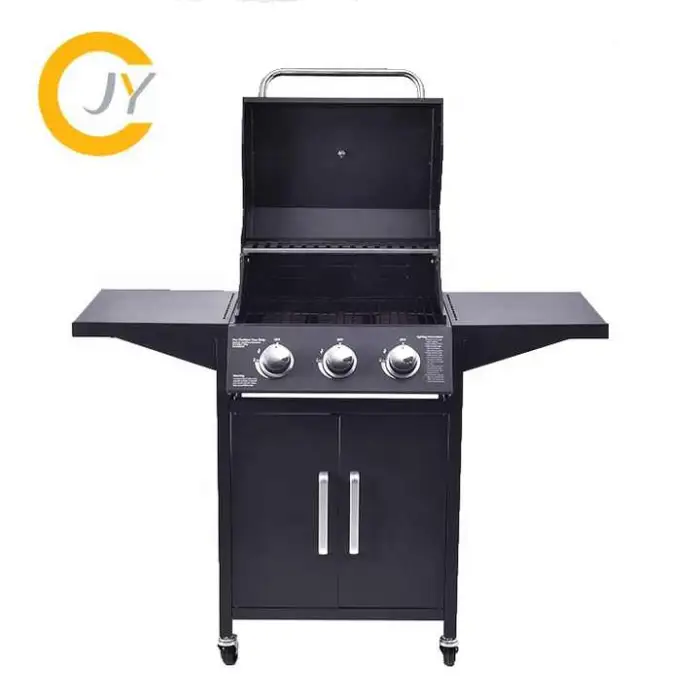 Portable 3 Burner Propane BBQ Barbecue Gas Grills for Garden Kitchen Stainless Steel Gas Grill With Side Table
