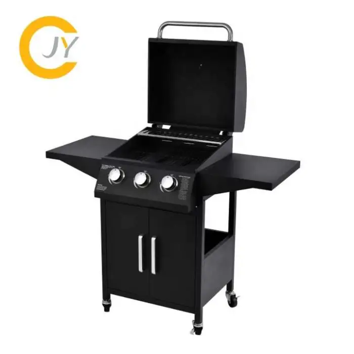 Portable 3 Burner Propane BBQ Barbecue Gas Grills for Garden Kitchen Stainless Steel Gas Grill With Side Table