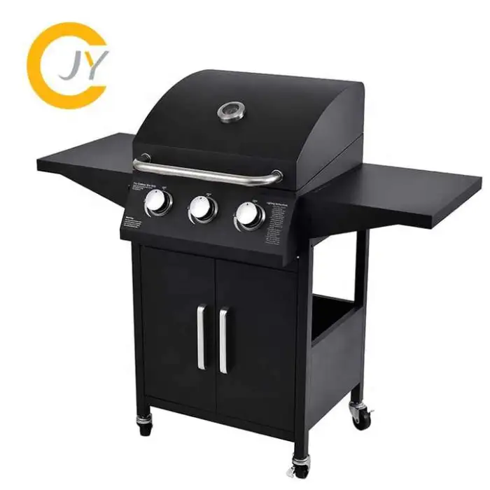 Portable 3 Burner Propane BBQ Barbecue Gas Grills for Garden Kitchen Stainless Steel Gas Grill With Side Table