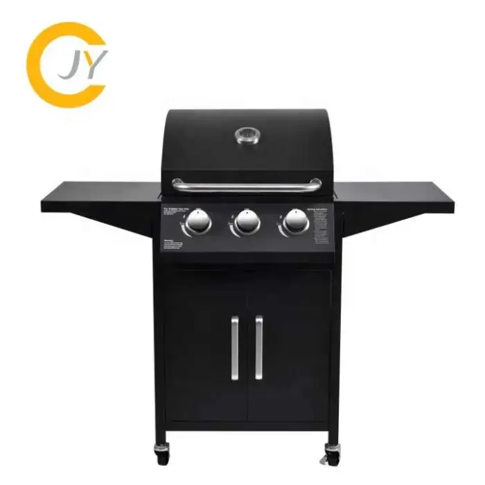 Portable 3 Burner Propane BBQ Barbecue Gas Grills for Garden Kitchen Stainless Steel Gas Grill With Side Table