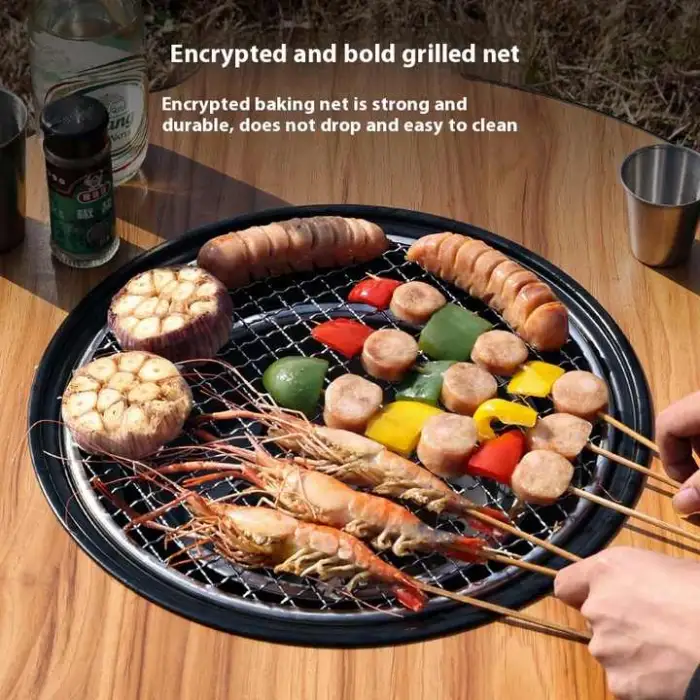 Outdoor Charcoal Stove Grill Foldable Tea Table for Patio Fire Basin Home Cooking Barbecue Table Around the Stove