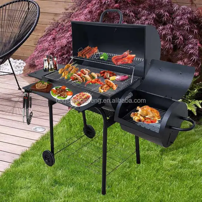 Stainless Steel Offset Barbecue Grills With Side Table