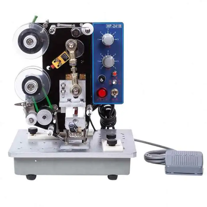 Small Automatic Ribbon Batch Coding Electromechanical Plastic Bag  Stamping Date Coding Machine Printing Press