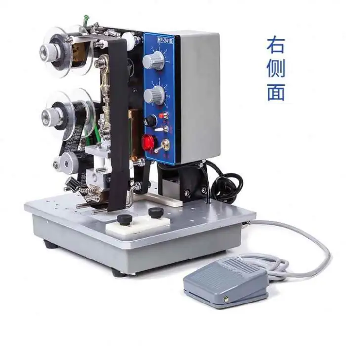 Small Automatic Ribbon Batch Coding Electromechanical Plastic Bag  Stamping Date Coding Machine Printing Press