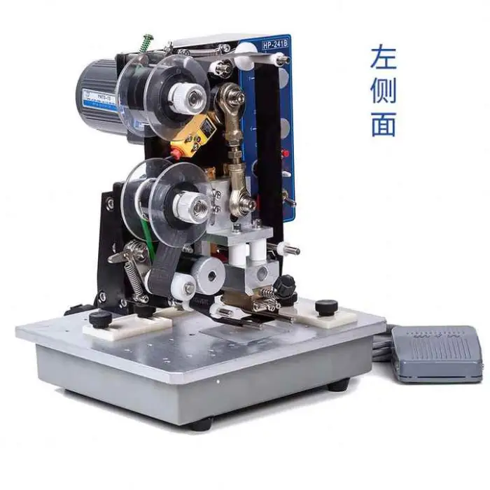 Small Automatic Ribbon Batch Coding Electromechanical Plastic Bag  Stamping Date Coding Machine Printing Press