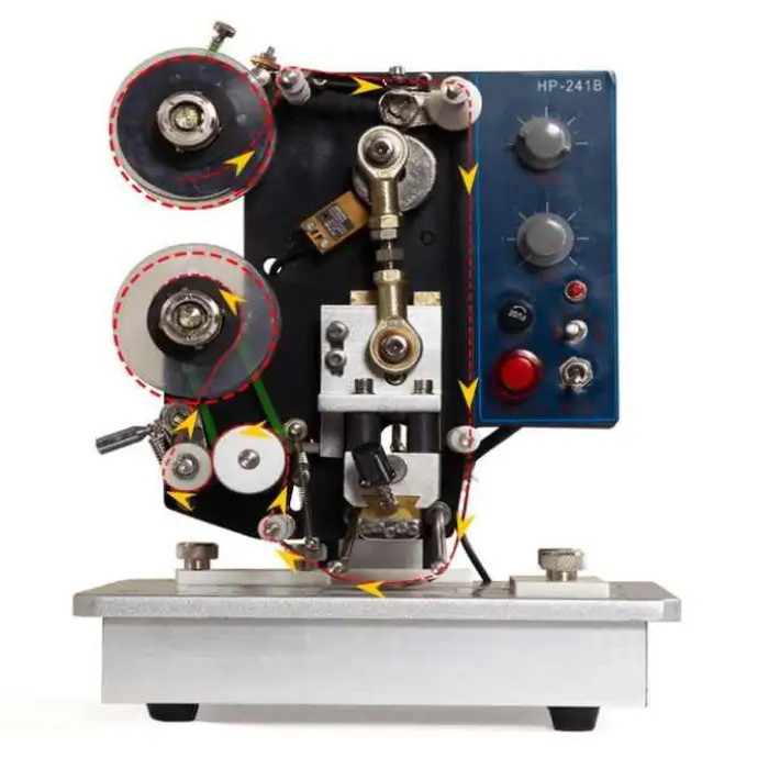 Small Automatic Ribbon Batch Coding Electromechanical Plastic Bag  Stamping Date Coding Machine Printing Press