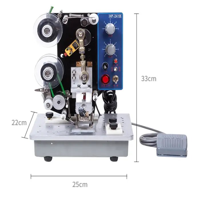 Small Automatic Ribbon Batch Coding Electromechanical Plastic Bag  Stamping Date Coding Machine Printing Press