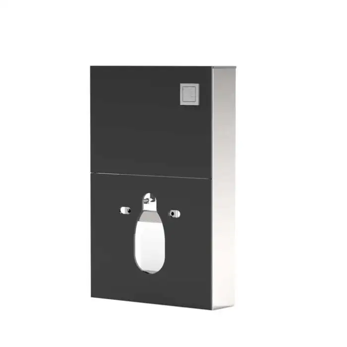 OEM Modern Bathroom Wall Mounted Tempering Glass Low Penumatic Cabinet Cistern Flushing Tank Two Piece Design