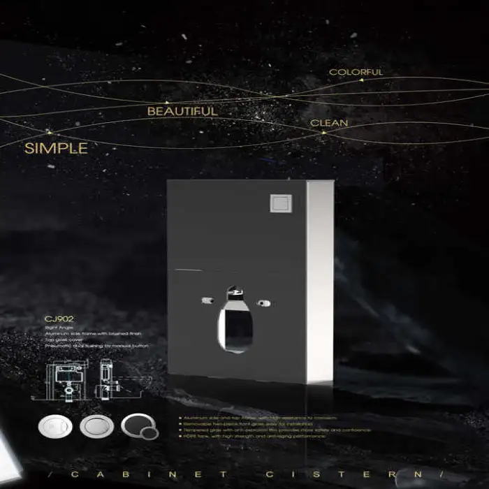 OEM Modern Bathroom Wall Mounted Tempering Glass Low Penumatic Cabinet Cistern Flushing Tank Two Piece Design