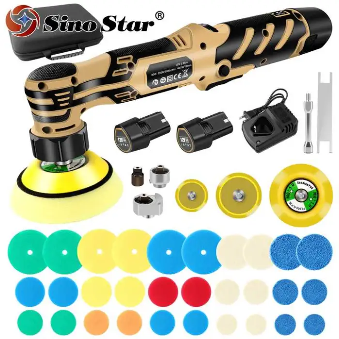 5 Inch Dual-Action Rotary Buffer Polisher Variable Speed Electric Car Polisher Lithium Battery Polisher