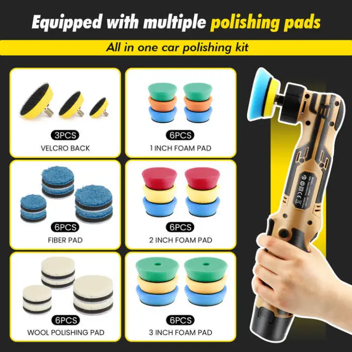 5 Inch Dual-Action Rotary Buffer Polisher Variable Speed Electric Car Polisher Lithium Battery Polisher