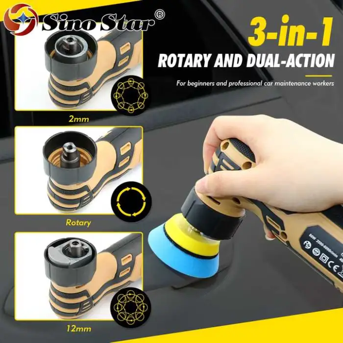 5 Inch Dual-Action Rotary Buffer Polisher Variable Speed Electric Car Polisher Lithium Battery Polisher