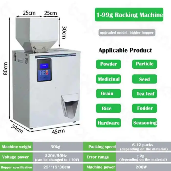 Automatic Nuts Grain Salt Sugar Sachet Coffee Powder Granule Tea Leaf Hardware Table Top Racking Weighing Filling Machine