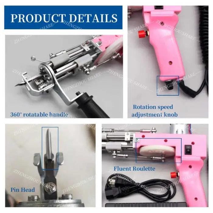 Carpet Hand Rug Tufting Machine Pneumatic Turfing Gun 2 in 1 Semi-Automation