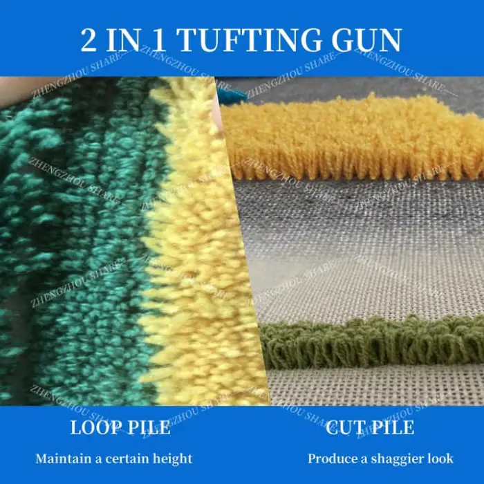 Carpet Hand Rug Tufting Machine Pneumatic Turfing Gun 2 in 1 Semi-Automation