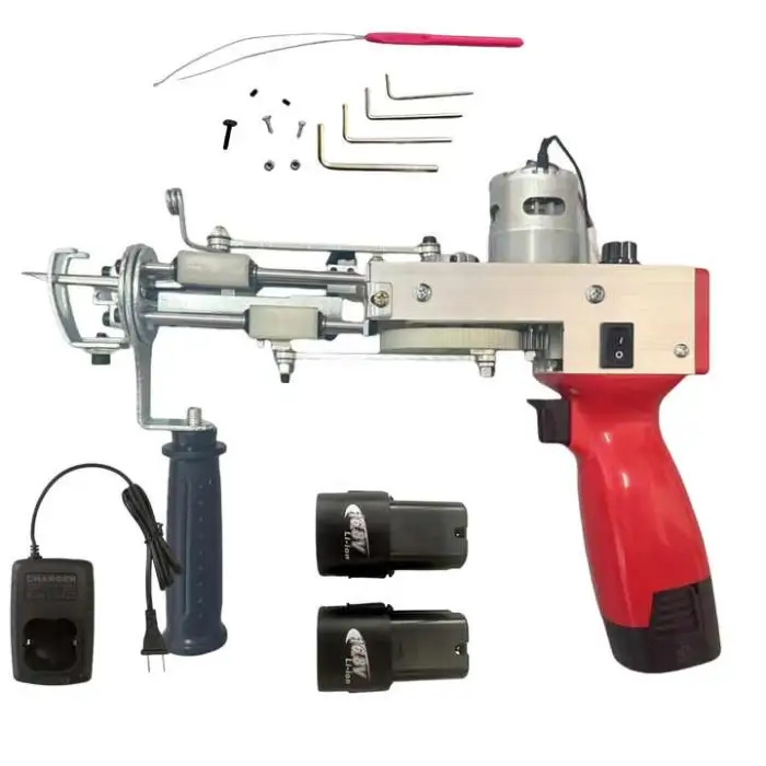 Carpet Rug Weaving Machine 2 in 1 Cut Pile Loop Pile Lithium Battery Cordless Tufting Gun