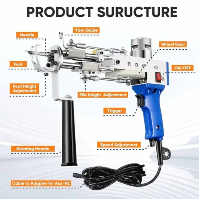 Carpet Rug Tufting Gun Electric 2 in 1 Tufting Gun Weaving Knitting Machine Tufting Gun Carpet Making Machine
