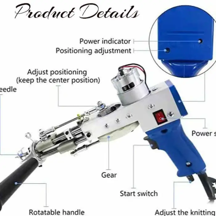 Carpet Rug Tufting Gun Electric 2 in 1 Tufting Gun Weaving Knitting Machine Tufting Gun Carpet Making Machine