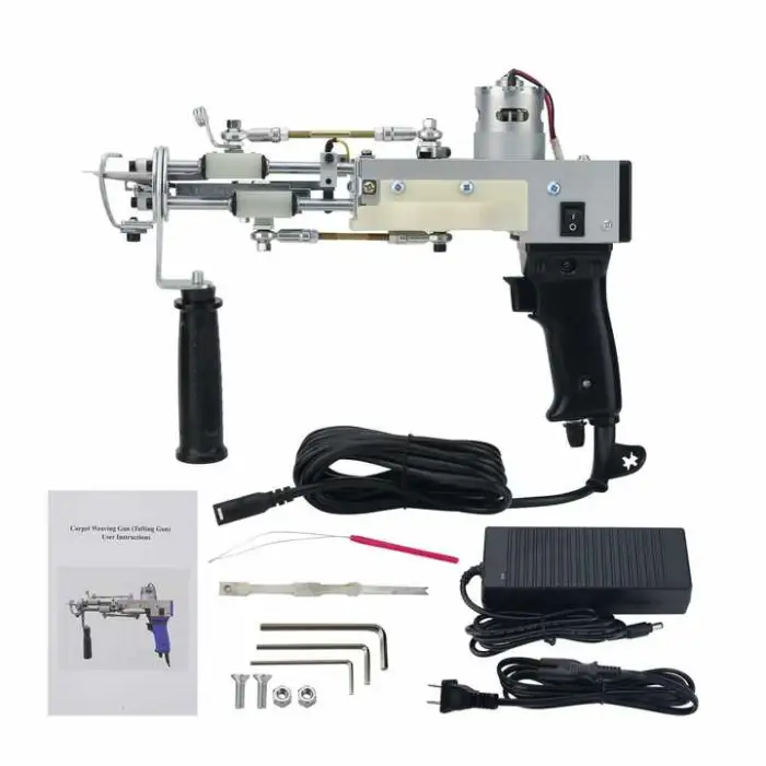 Black Handheld Tufting Machine Electric Carpet Tufting Gun Tool with Gear Cover for Loop Pile Cut Pile