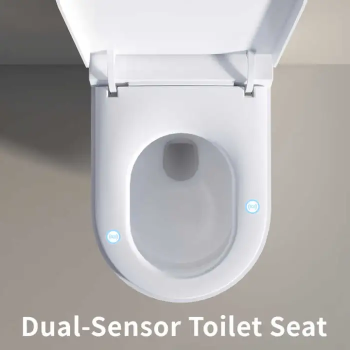 Wall-Mounted Smart Toilet with Sensor Heating Remote Control and Automatic Flush Elongated Bowl Seat on Leaving Seat