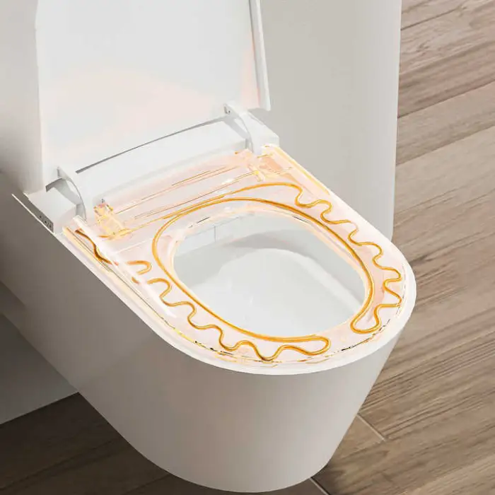 Wall-Mounted Smart Toilet with Sensor Heating Remote Control and Automatic Flush Elongated Bowl Seat on Leaving Seat