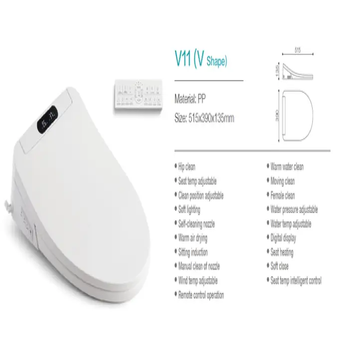 Advanced Smart Bidet Seat Elongated Toilet Seats with Remote Control & Seat Heating Function