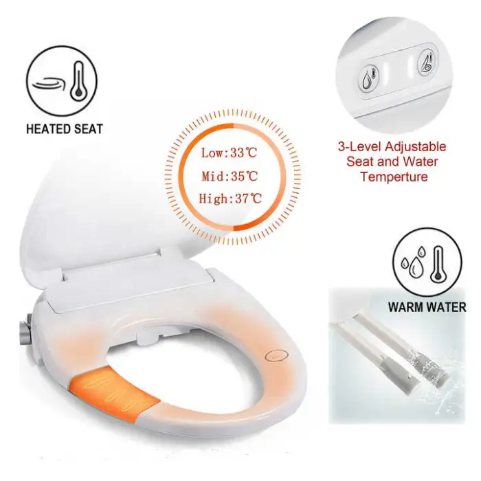 110V Smart Bidet Toilet Seat with Dual Nozzles Instant Heating & Automatic Control Standard Toilet Seat Plastic Material