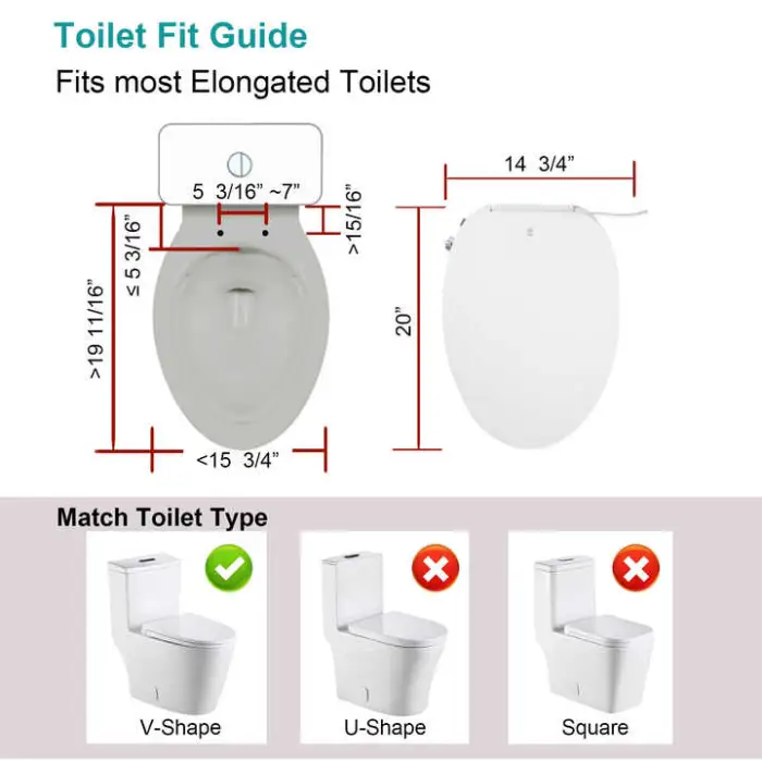 110V Smart Bidet Toilet Seat with Dual Nozzles Instant Heating & Automatic Control Standard Toilet Seat Plastic Material