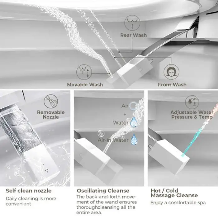 Luxury Smart Bidet Toilet Auto Open/Close Lid Heated Elongated Toilet Seat Instant Warm Water Dryer Remote Control Water Closet