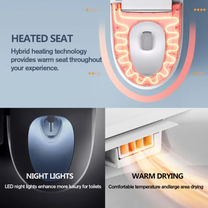 Intelligent Smart Composting Portable Toilet Seat Automatic Remote Controlled Silent Jet Elongated Shape Made Seat Heating
