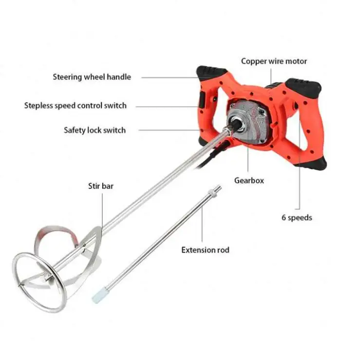 Industrial Electric Liquid Mixer Agitator High Efficiency Hand Tools Handhold Paint Mixer Paint Cement Putty Powder Mixer