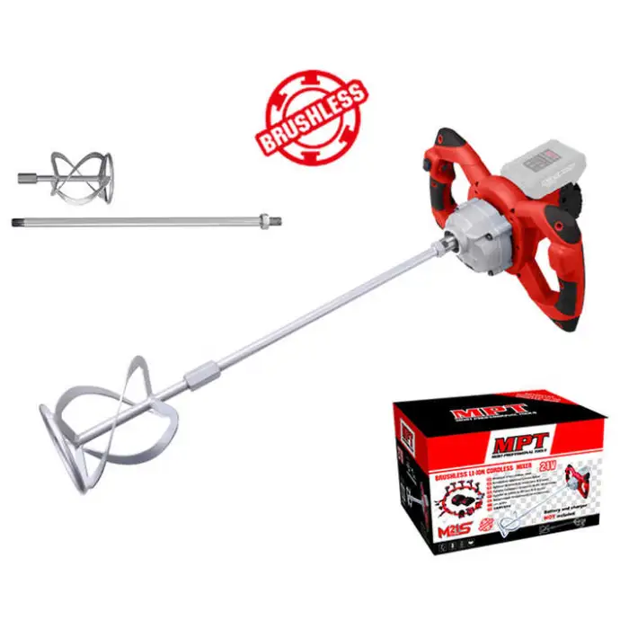 MPT 21V Cordless Concrete Mixers Industrial Paint Dispersion Mixing Tools Battery Plaster Mortar Cement Drill Mixer