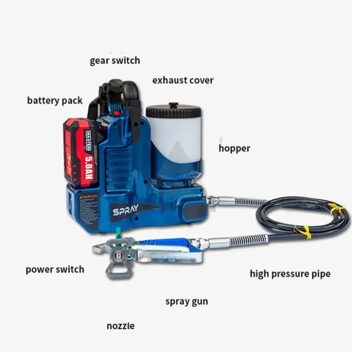 Portable High Pressure 1200mL Electric Airless Paint Sprayer Battery Powered Power Spray Gun Machine