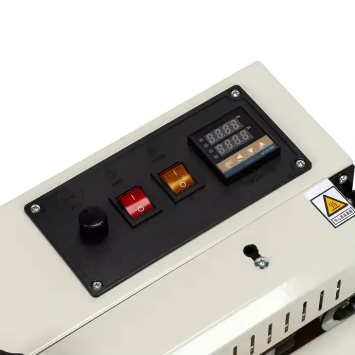 Low  Automatic Vertical Continuous Band Sealer Pouch Heat Sealing Machine for Plastic Bag