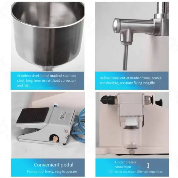 Vertical Pneumatic Juice Water Cosmetic Beverage Paste Honey Can Wine Liquid Tube Filler Shampoo Plastic Bottle Filling Machine