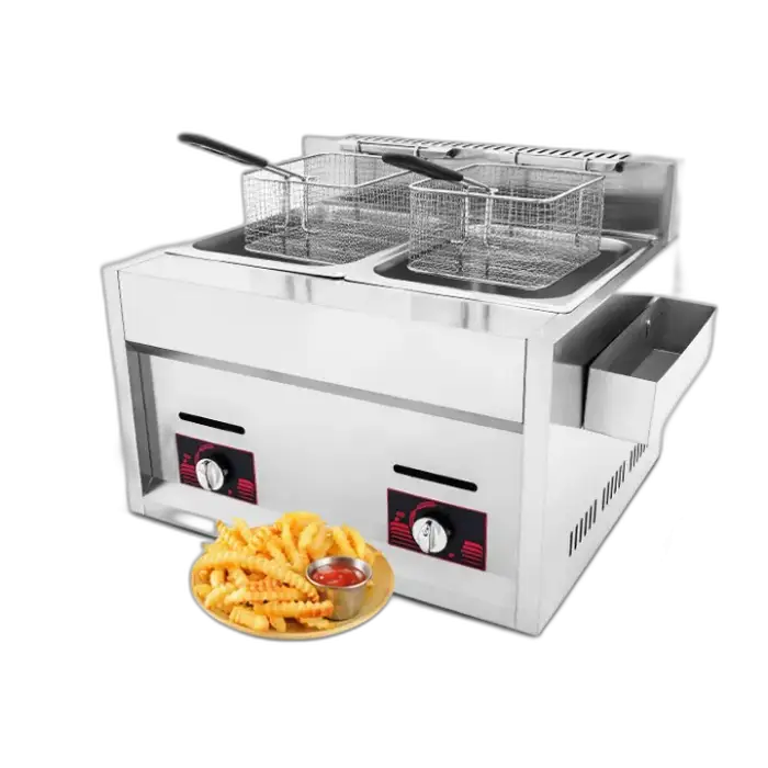 6L+6L Double-Tank Gas Deep Frying Machine Stainless Steel Catering Equipment Turkey Fryer