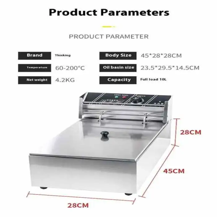 Commercial Electric Fryers 110V-220V Accurate Timing High Capacity Fryer Machine Durable Stainless Steel Deep Fryer
