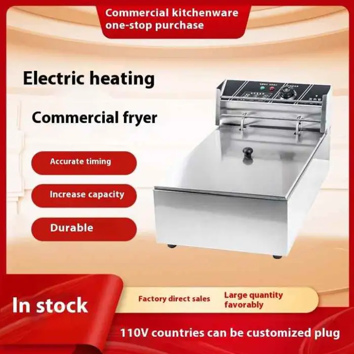 Commercial Electric Fryers 110V-220V Accurate Timing High Capacity Fryer Machine Durable Stainless Steel Deep Fryer