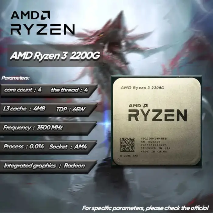 AMD Ryzen 3 3200G with RadeonVega 8 Graphics Desktop Processor 4 Cores up to 4GHz 6MB Cache Socket AM4