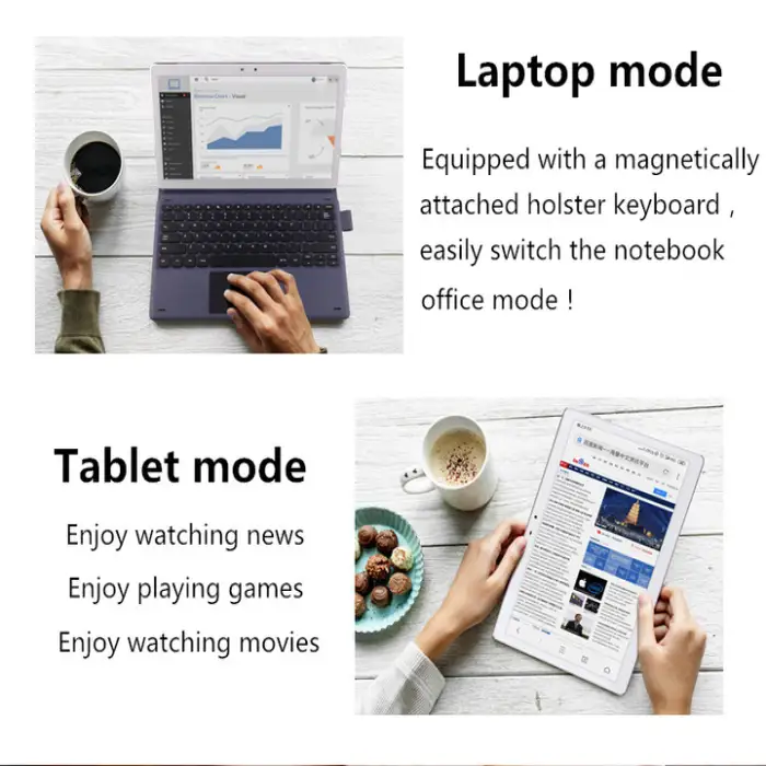 11.6 Inch 2 in 1 Laptop 4G LTE Android 8 Wifi Tablet Pc With Keyboard