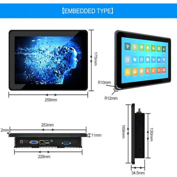 USINGWIN 10.1 Inch All Computer in One Pc Front Panel IP65 Waterproof Embedded Android Tablet