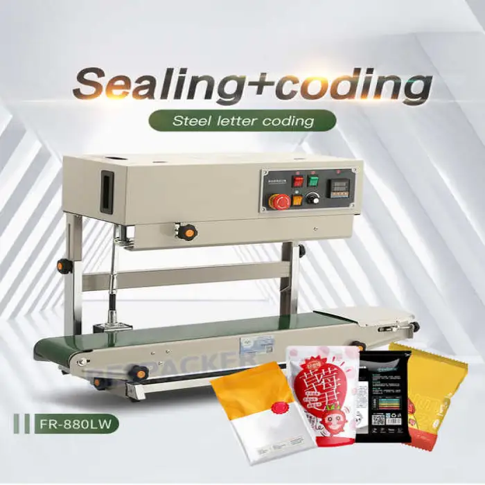 CE Certification Vertical Continuous Film Band Sealer Sealing Sealer Machine With Printing Machine