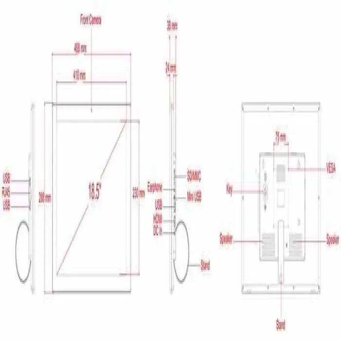 18.5 Inch Indoor Smart Android Tablets Full HD Touch Screen Tablets Pc With Bracket Advertising Display