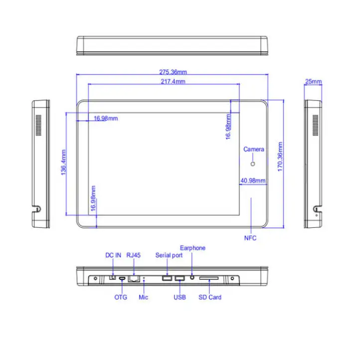 Nfc Android Oem Odm 10-inch Wall-mounted Tablet Android 11 Capacitive Touch Screen 10.1-inch Android Tablet